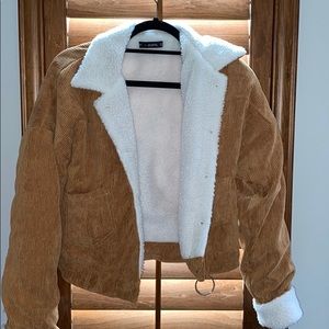 Corduroy Cropped Jacket w fur